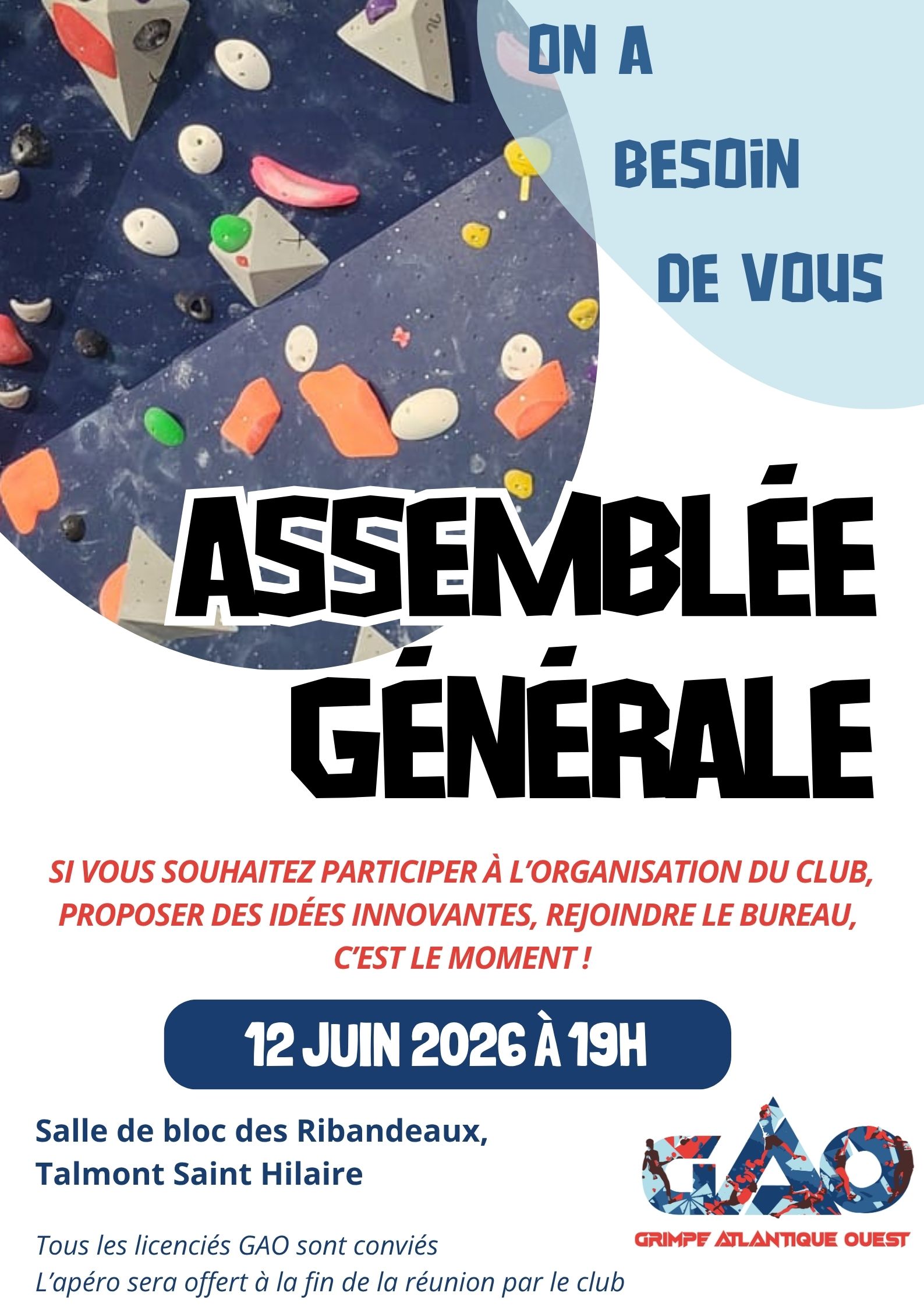 Assemblée générale du club le 12 juin 2026