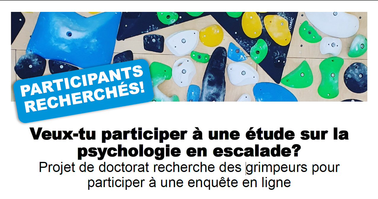 Veux-tu participer à une étude sur la psychologie en escalade ?