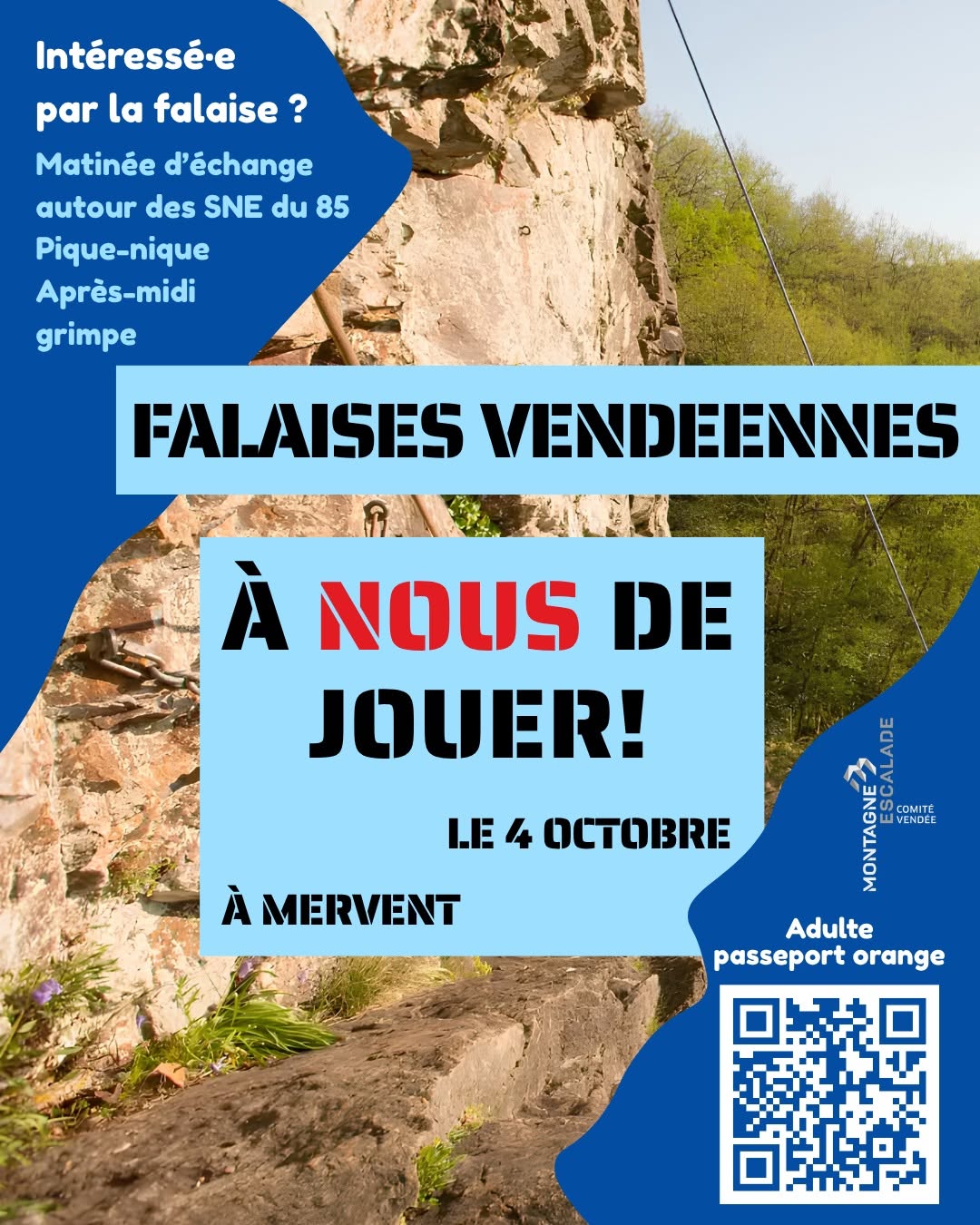 Journée falaises Mervent – 4 octobre 2026