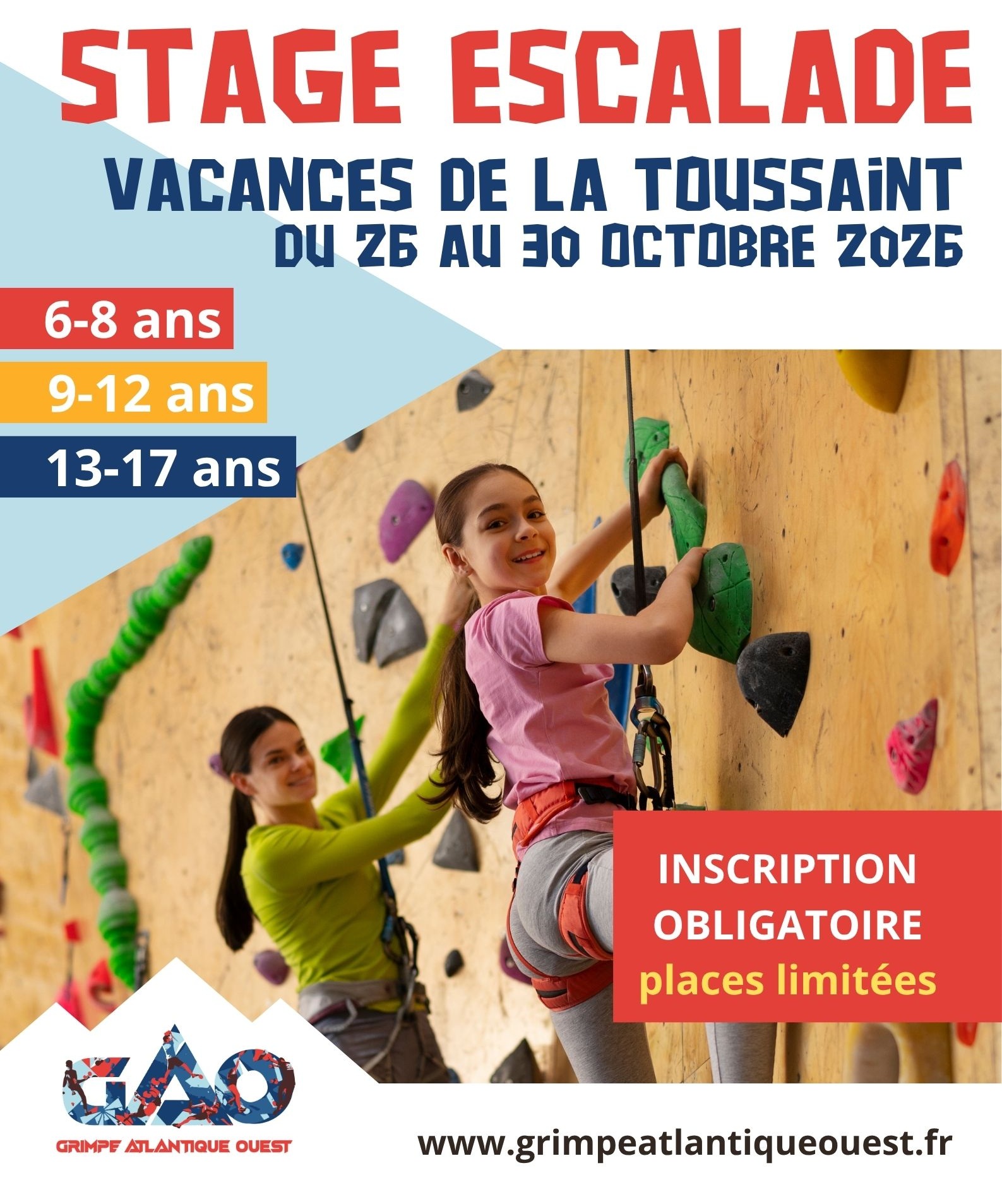 Stages Escalade vacances de la Toussaint 2026